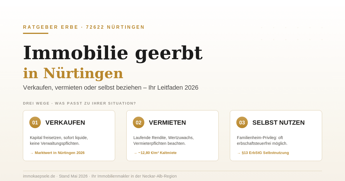 Immobilie geerbt in Nürtingen: Verkaufen, vermieten oder selbst beziehen?